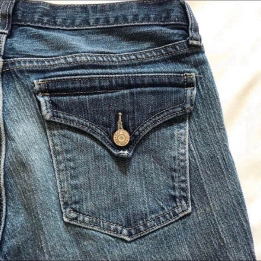 GAP Jeans Crop Capri Womens Sz 8 Denim Blue Jeans Stretch Triangle Flap Pockets - Picture 9 of 10